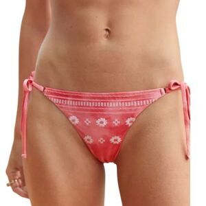 NWT aerie Coral cheeky tie embroidered bikini bottom medium